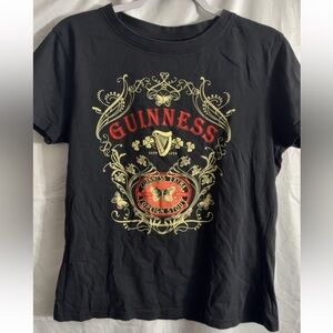 Guinness Black Tee with Red and Gold Design Womens size large